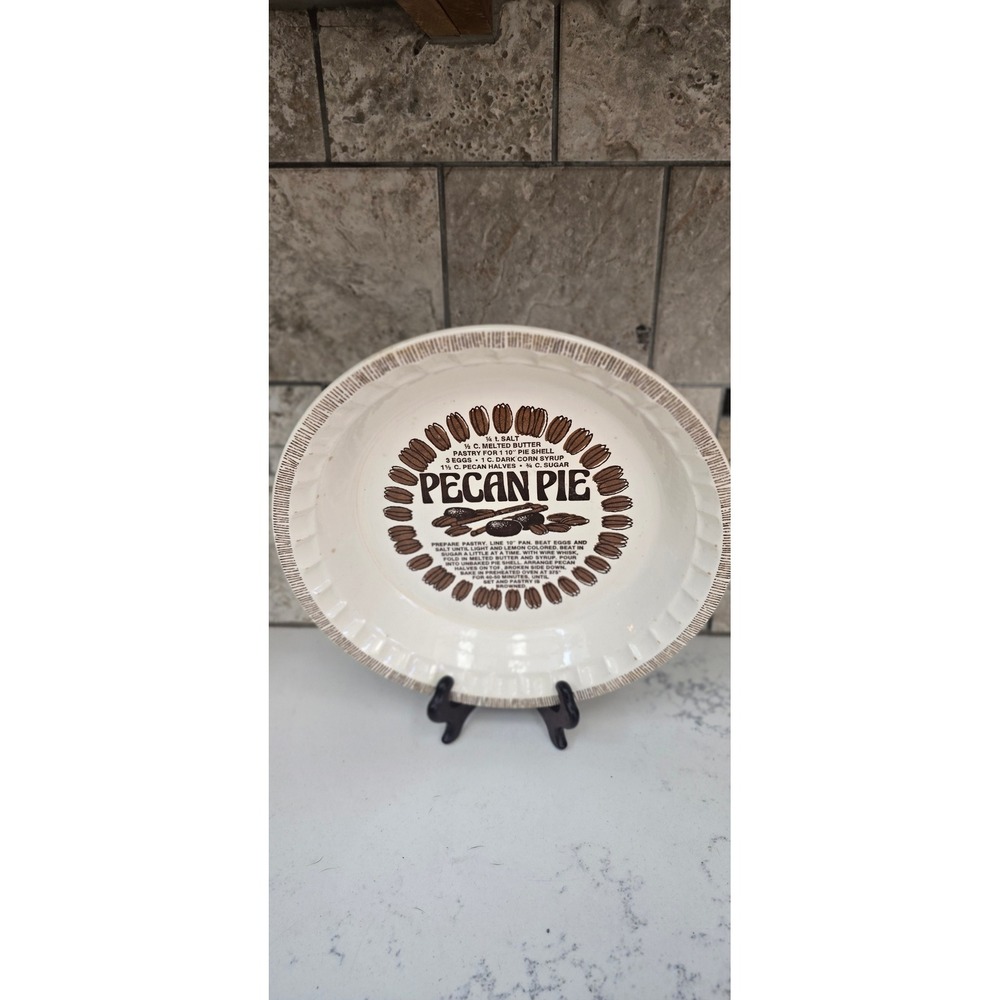 Vintage Royal China Jeannette Pecan Pie Recipe Dish Ceramic 10 Inch Baking Pan